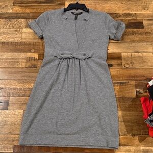 BCBGMaxAzria Gray Mini Sweater Dress with Bow Detail